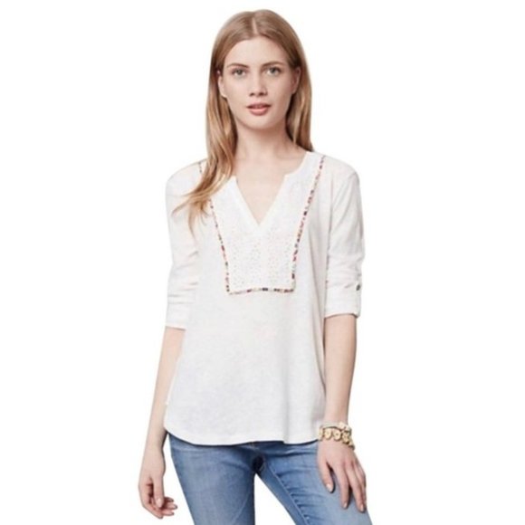 Anthropologie Tops - Anthro Meadow Rue Effortless Eyelet Henley Top